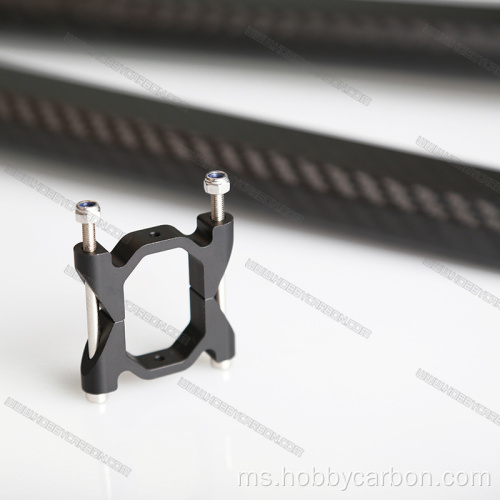 pengapit tiub persegi aluminium anod hitam hobbycarbon